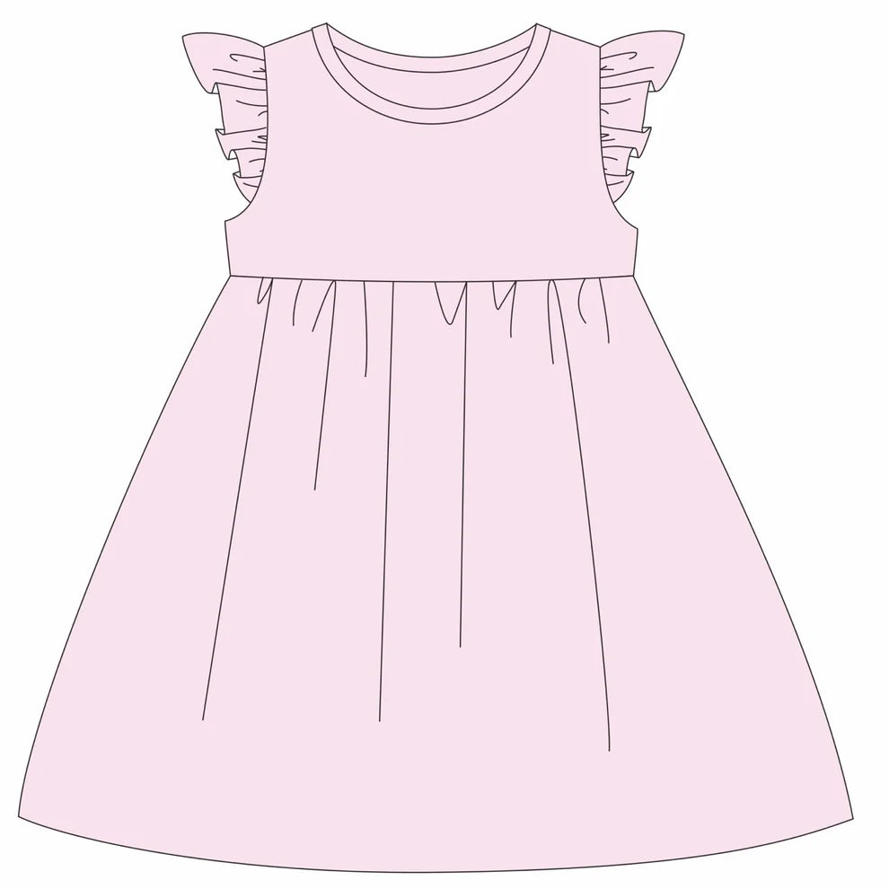 4th of July - Solid Flutter Sleeve Dress