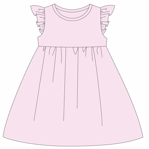 4th of July - Solid Flutter Sleeve Dress