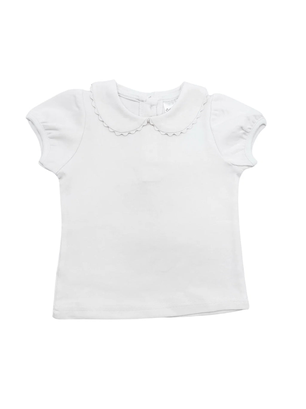 Fall Scalloped Collar Short Sleeve Shirt